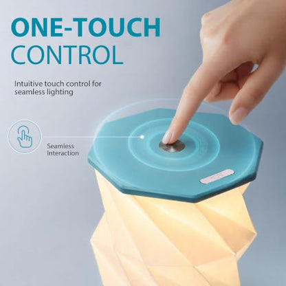 Portable Foldable Table Lamp, Japanese Gift, Paper Lantern Lights | Touch Control Dimmable Lamp with 3 Adjustable Heights, Rechargeable Warm Light, Travel Gifts for Women Men Couples (Blue) - color: Blue