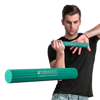 THERABAND FlexBar Resistance Bar, Tennis Elbow, Physical Therapy, M, Green | Flex therapy bar for physical therapy, wrist and forearm exercise, with non slip grip and compact design - color: Green - Medium, style: Original