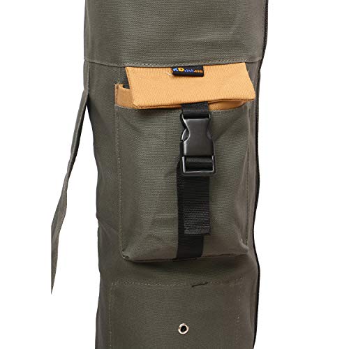 KD Yoga Mat Bag, Extra Large Cotton Canvas Tote, Adjustable Strap - M Green