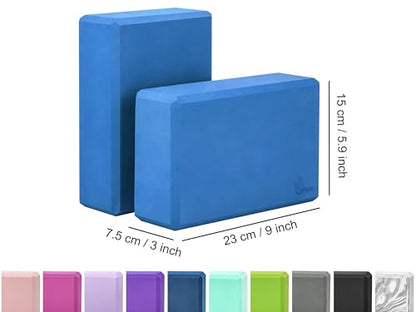 EXERZ Yoga Blocks 2 pack, Gym Blocks, Exercise Workout Fitness Bricks, Pilates Stretch Handstand Non-Slip - color: Blue