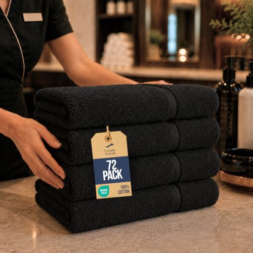 Bulk 72-Pack Professional Salon Spa & Wellness Towels, 16" x 27", Black - color: Black, size: 72 Pack