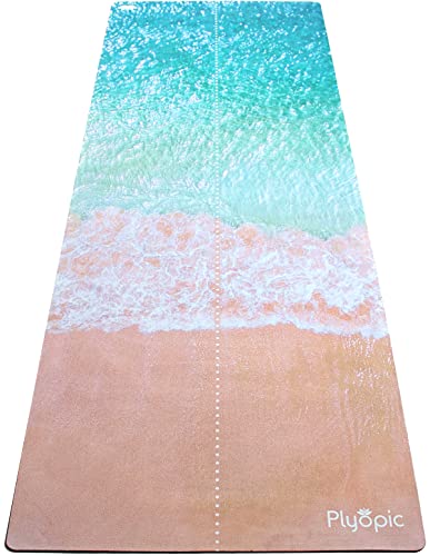 Plyopic All In One Yoga Mat | Luxury Sweat-Grip Mat/Towel Combo | Ideal for Yoga, Hot Yoga, Bikram, Pilates, Workout & Exercise | Eco-Friendly Natural Rubber - color: Beach