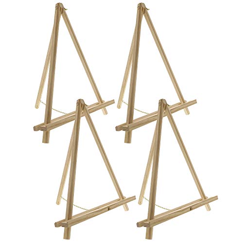 U.S. Art Supply 16" Natural Wood Tabletop Easel (4 Pack) - Adjustable | A-Frame Canvas Stand for Painting Party & Signs - Table Top Easel for Painting, Canvas Holder, Crafts, Photos, Pictures - color: Natural, size: 16 inch