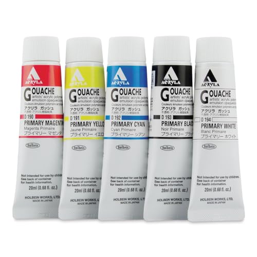 Holbein Acryla Gouache 20ml Primary Mixing Colors Set of 5