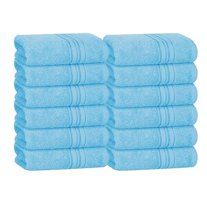BOUTIQUO Ultra Soft Cotton Washcloths, Contains 12 Piece Face Cloths 12x12 inch, Ideal for Everyday use Face Towels, Compact & Lightweight Multi Purpose Washcloths - Sky Blue - color: Sky Blue, size: Washcloths - Set of 12