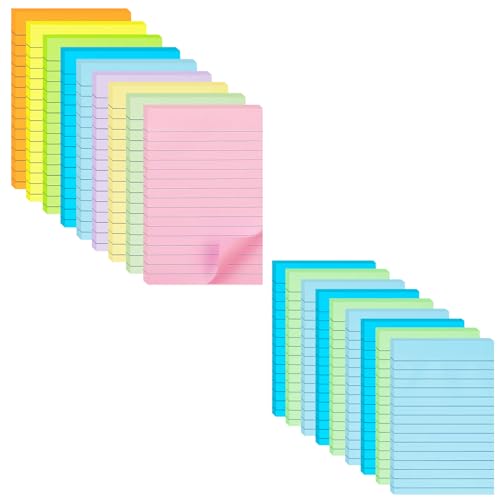 9 Pack Pastel Lined Sticky Notes 4X6 in Post and 9 Pack Aquatic Themed Colors Lined Sticky Notes with Lines 4X6 in Post