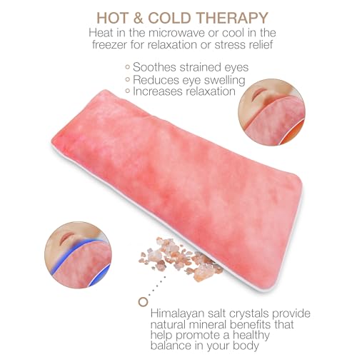 Eurow Luxe Himalayan Salt Eye Pillow Mask, Microwavable & Freezable Warm or Cold Compress for Relaxation, Headaches, Puffiness, Stress Relief, Sleep Support & Eye Strain, Pink