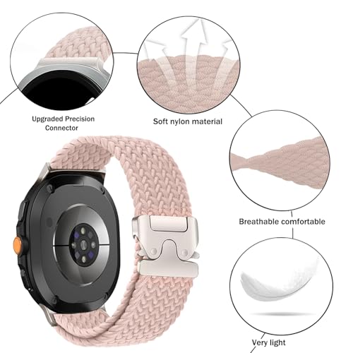 Nylon Braided band Compatible with Samsung Galaxy Watch 8 40mm 44mm, Elastic Band for Galaxy Watch 8 Classic 46mm - color: Nut Pink