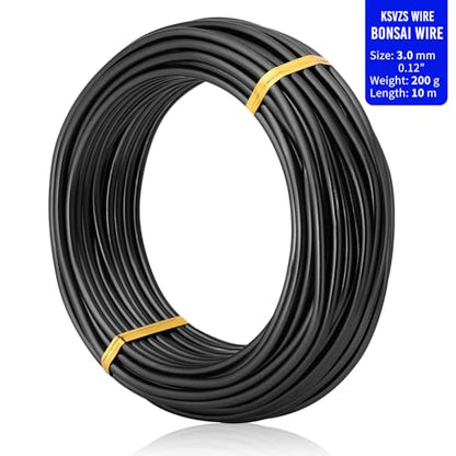 Bonsai Training Aluminum Wire, 3.0mm 9 Gauge Black 200g, Bendable Anodized Craft Wire, Flexible Armature Wire for Bonsai Tree Shaping, DIY Handcraft and Model Making(Black-3.0) - color: Black, size: 9 Gauge