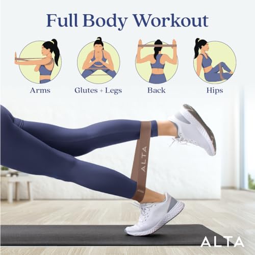 ALTA Mini Loop Bands for Exercise, Durable Latex, Small Resistance Bands - color: 5 Pack - Latte