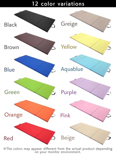 KaRaDaStyle Gymnastics Mat Folding Stretch Mats 71"x31"x2" Exercise Muscle Training Children Play Horizontal Bar Mat Yoga Sports Soundproof Home Use - color: Beige/4-fold