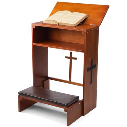 DoubleFill Wood Prayer Kneeler with Shelf and Cushion,Drawer Style - color: Colorful, style: Retro Style