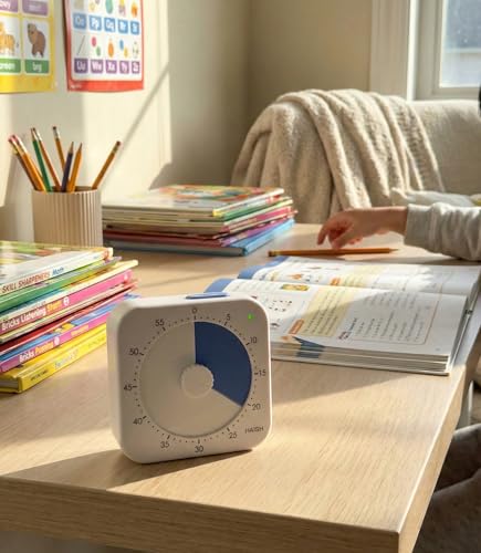 60 Minute Visual Timer for Kids - Premium Countdown Timer with Magnetic Back & Pause Function, Silent Operation for Classroom Teaching Home, Time Management Tool(Batteries Included) (Blue) - color: Blue
