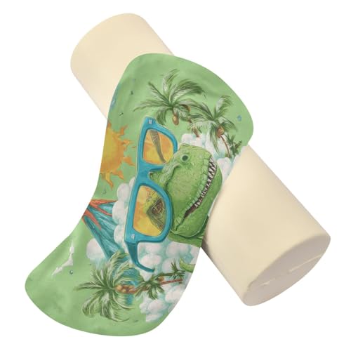 Bolster Pillow Neck Pillow Round Soft Health Memory Foam Pillows Long Cylindrical Body Pillow with Removable Cover Cute Back Yoga Dinosaur Sunglasses Volcano Green 17" x 5.5" - color: Dinosaur Sunglasses Volcano Geen