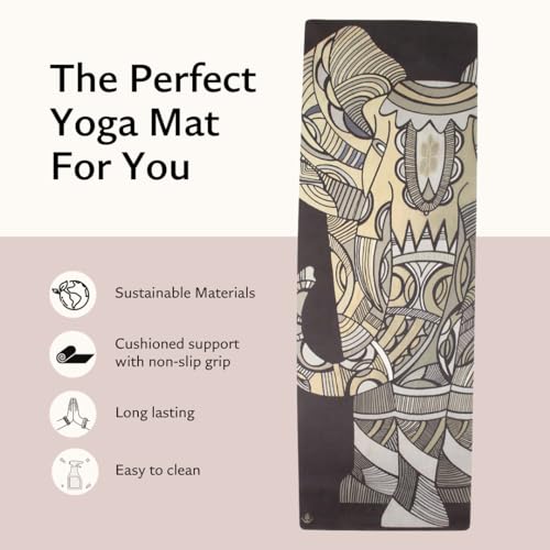 Shakti Warrior Suede Yoga Mat, Non Slip, 72 x 24 Inch, 3mm Thick - color: Elephant