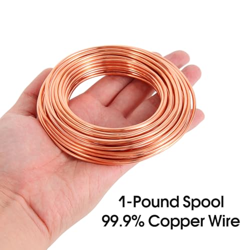 14 Gauge/1.6mm 79 Feet 1 Pound 99.9% Dead Soft Copper Wire for Electroculture Gardening, Jewelry Making, Beading, Science Projects, DIY Artwork - size: 14 Gauge/ 1.63 mm, style: 1 Pound