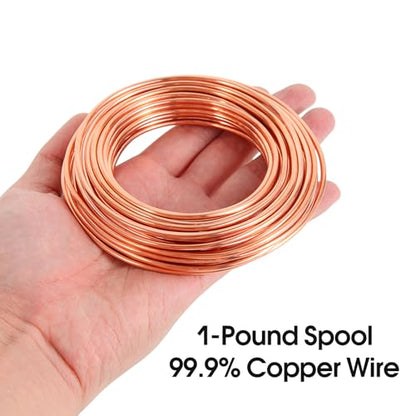 14 Gauge/1.6mm 79 Feet 1 Pound 99.9% Dead Soft Copper Wire for Electroculture Gardening, Jewelry Making, Beading, Science Projects, DIY Artwork - size: 14 Gauge/ 1.63 mm, style: 1 Pound