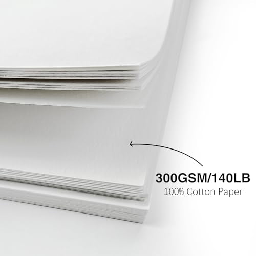 50 Pack Foldable Blank Watercolor Cards with Envelopes 4 x 6 Inch | 140lb/300gsm Heavyweight, 100% Cotton, Cold Press, Acid-Free Water Color Cards to Painting or Cards Making, DIY Art Projects - size: 4x6" Cards*50