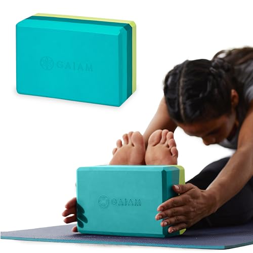 Gaiam Yoga Block - Supportive Latex-Free Eva Foam - Soft Non-Slip Surface with Beveled Edges for Yoga, Pilates, Meditation - color: Tri-Color Teal Tonal, style: 1 Block