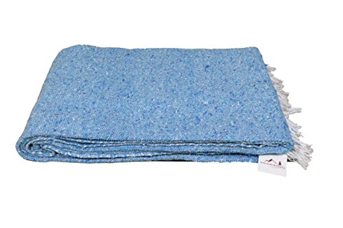 Open Road Goods Solid Color Mexican Yoga Blanket – Large Handwoven Throw for Yoga, Beach, Camping or Home – Soft and Durable Cotton Blend - color: Aqua Blanket