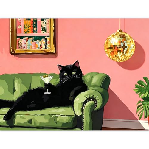 PHANTASYART Black Cat Paint by Numbers Kit for Adults 16x20inch | Paint by Number Adult, Funny Canvas Paint by Numbers for Adults, DIY Acrylic Adult Paint by Number Kits on Canvas - color: Black Cat, size: 16x20inch