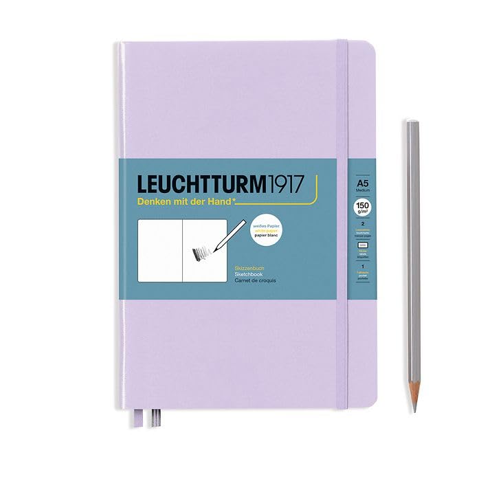 Leuchtturm1917 - Medium A5 Hardcover Sketchbook (Lilac) - 112 Pages of 150g/m² Paper - color: Lilac, size: Medium (A5)