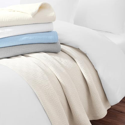 Arkwright Basket Weave King Blanket - Case of 4-100% Ringspun Cotton All Season Blankets, Luxury Hotel Quality, Soft on Skin, Breathable, 300 GSM for Bed, Sofa, and Chair, 104 X 90 in, Beige - color: Almond Milk Taupe, size: King (104x90) Case of 4