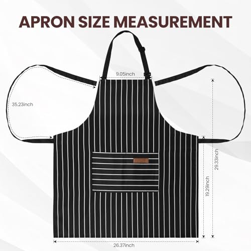 Serrenf 2 Pack Apron, Cooking Kitchen Aprons, Adjustable Bib Apron with 2 Pockets for Men Women Chef Apron - color: Black