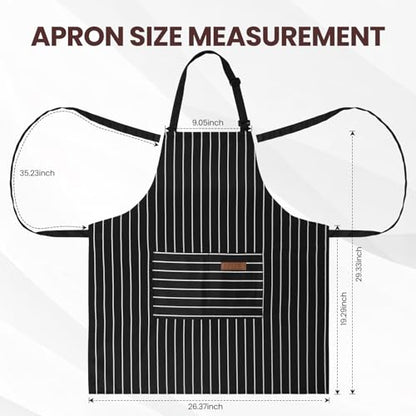 Serrenf 2 Pack Apron, Cooking Kitchen Aprons, Adjustable Bib Apron with 2 Pockets for Men Women Chef Apron - color: Black