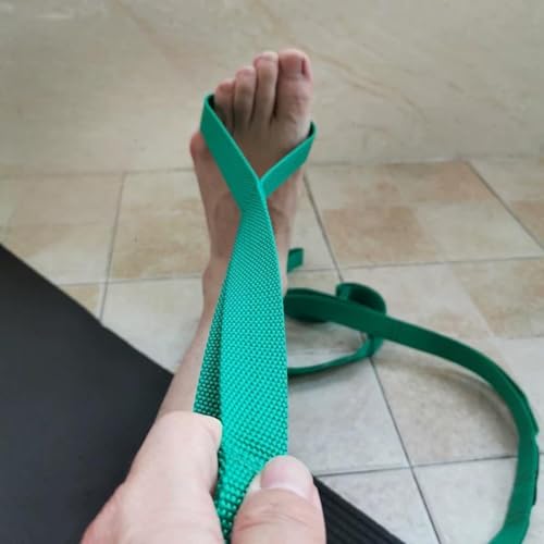Stretching Strap Yoga Strap for Home Workout, Exercise, Pilates and Gymnastics, 10 Loops Non-Elastic Stretch Bands with Aesthetic Packaging for Women & Men - color: Green