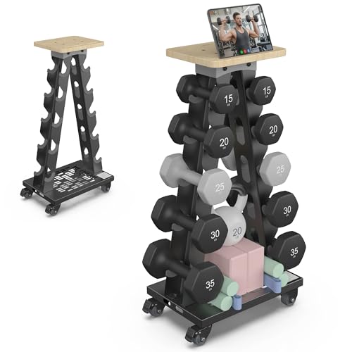 Vertical Dumbbell Rack, 5-Tier Weight Rack, Wheels, 300LBS Capacity