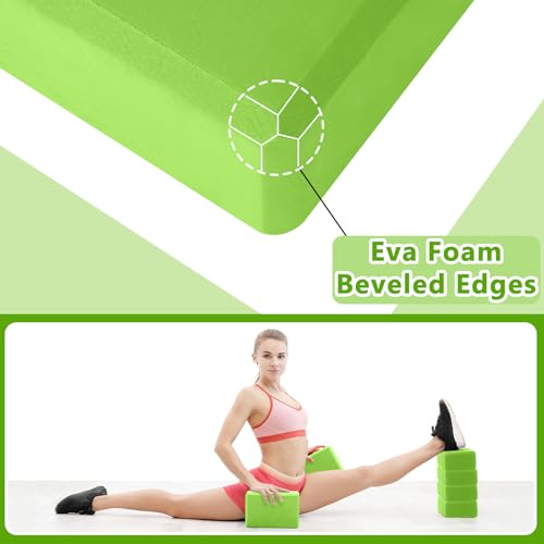 Honoson 20 Pcs Yoga Blocks Bulk 9''x6''x3'' High Density EVA Foam Blocks for Exercise Pilates Meditation, Lightweight Non-slip Surface, Improve Strength Balance Flexibility - color: Green