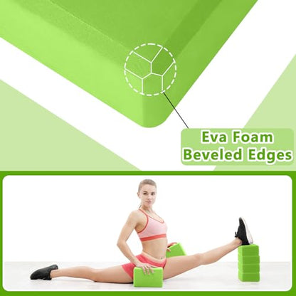 Honoson 20 Pcs Yoga Blocks Bulk 9''x6''x3'' High Density EVA Foam Blocks for Exercise Pilates Meditation, Lightweight Non-slip Surface, Improve Strength Balance Flexibility - color: Green