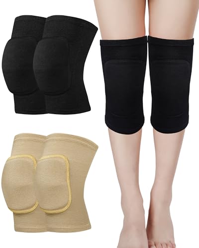 Eurzom 2 Pairs Dance Knee Pads for Women Girls Elastic Breathable Protective Non Slip Knee Pads for Dancer Cheerleading Pole Floor Dance Yoga Volleyball Sports