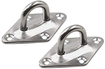 Heavy Duty Hammock Kits & Ceiling Hook Diamond Pad Eye Plates, 304 Stainless Steel & Black Zinc Galvanized Steel Corrosion Resistant, 2, 4 & 8 Packs - color: 2-Pack-Zinc-M6