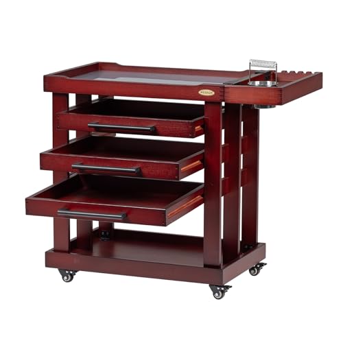 MEEDEN Art Supplies Storage Cart: 5-Tier Utility Rolling Cart | Solid Beech Wood Craft Orgnizer Trolley Cart with 3 Drawers on 4 Wheels - Cherry Walnut - color: Cherry Walnut, size: Standard