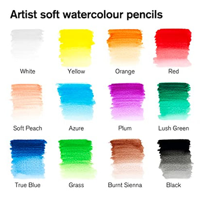 Winsor & Newton Studio Collection, Watercolor Pencils, Set of 12 | Highly pigmented, Wax-Based, Can be Used Wet/Dry, Add Water & Brush to Create Painterly Effects, Break-Resistant Points. - style: 12 Watercolor Pencils
