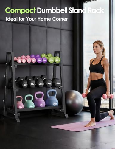 Leteuke 3 Tier Dumbbell Rack Stand Only, 1300LBS Heavy Duty