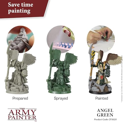 The Army Painter, Colour Primer Angel Green, 400 ml acrylic spray | Spray Paint Basecoat for Miniature Model Undercoat Priming, Plastic Wargames, DnD & Warhammer - color: Angel Green