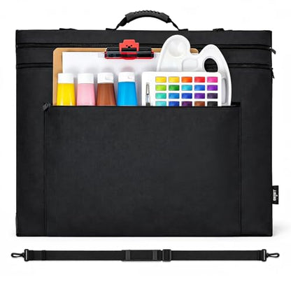JJRING 20x26 Art Portfolio Tote Bag With Shoulder Strap, Black | Large Carrying Storage Case With Handle For Artwork, Posters, Canvas, And Drawing Boards - size: 20''*26''