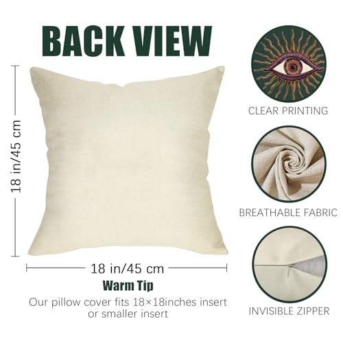 Fahrendom Evil Eye Throw Pillow Cover 18x18 Inch, Boho Mystical Sun Ray