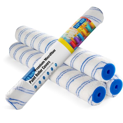 18 Inch Microfiber Paint Roller Covers, 3/8" Nap, 4 Pack - size: 18 Inch Paint Roller Kit, 4 Pack