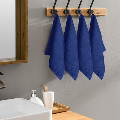 BOUTIQUO Ultra Soft Cotton Washcloths, Contains 12 Piece Face Cloths 12x12 inch, Ideal for Everyday use Face Towels, Compact & Lightweight Multi Purpose Washcloths - Navy Blue - color: Navy Blue, size: Washcloths - Set of 12
