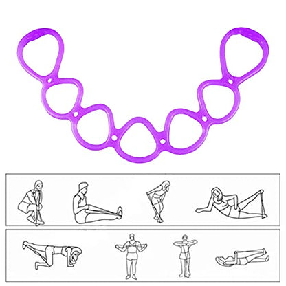 7 Ring Stretch Resistance Exercise Band, Workout Bands Yoga Stretching for Home Fitness, Foot, Leg and Arm Exerciser Stretch Band, Center Workout Walking Exercise - color: Pink