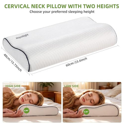 Ergonomic Memory Foam Neck Pillow for Sleeping, 23.6"x15.75" | Cooling Cervical Pillow for Neck Support, Contour Orthopedic Bed Pillow for Side Back Stomach Sleeper, Deep Sleep Pillow