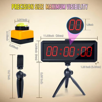 Gym Timer 1.5 Inch Large LED Display with 360° Start/Stop Button, Stopwatch and Interval Timer for Home Gym, Obstacle Course, HIIT Workouts - size: 1.5inch