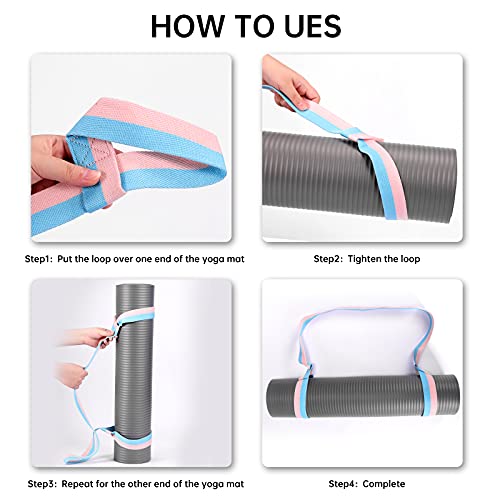 2 Packs Yoga Mat Strap for Carrying, Yoga Mat Carrier, Adjustable Yoga Mat Sling for Yoga Mat Exercise Mat - color: Black + Turquoise
