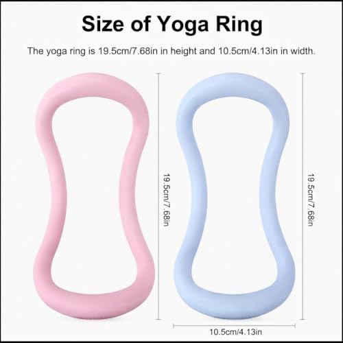 Set of 2 Pilates Ring Yoga Ring Magic Circle with Massage Points | Resistance Magic Circle for Legs Calves Inner Thigh, Soft Resistance, Women Home Workout Pilates Equipment, Pink & Blue