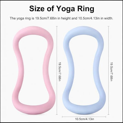 Set of 2 Pilates Ring Yoga Ring Magic Circle with Massage Points | Resistance Magic Circle for Legs Calves Inner Thigh, Soft Resistance, Women Home Workout Pilates Equipment, Pink & Blue
