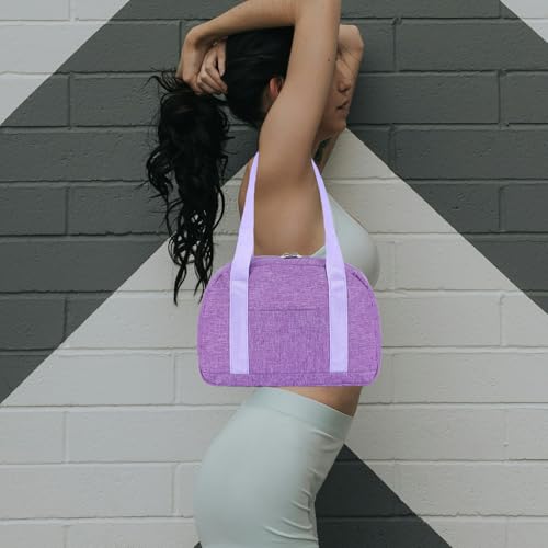 Mini Gym Bag for Women Girl 12 inch Small Gym Tote Lightweight Carry On Bag - color: Light Purple